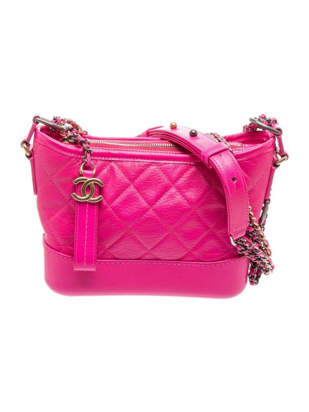 Chanel Small Gabrielle Hobo Pink Goatskin Leather Chain Shoulder Bag